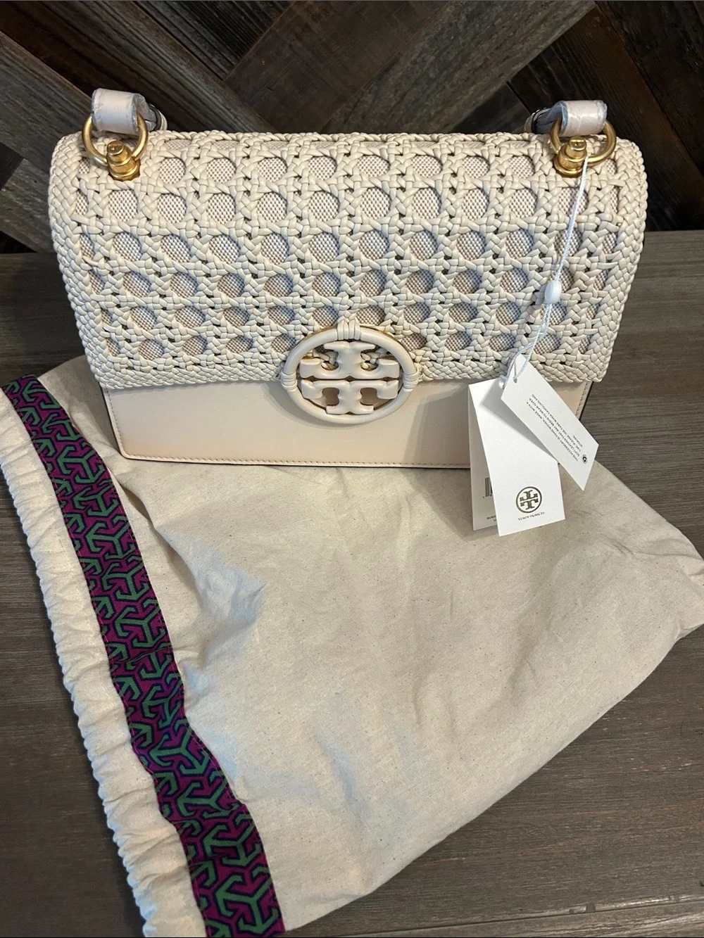 NWT Tory Burch Miller Basketweave Shoulder Bag